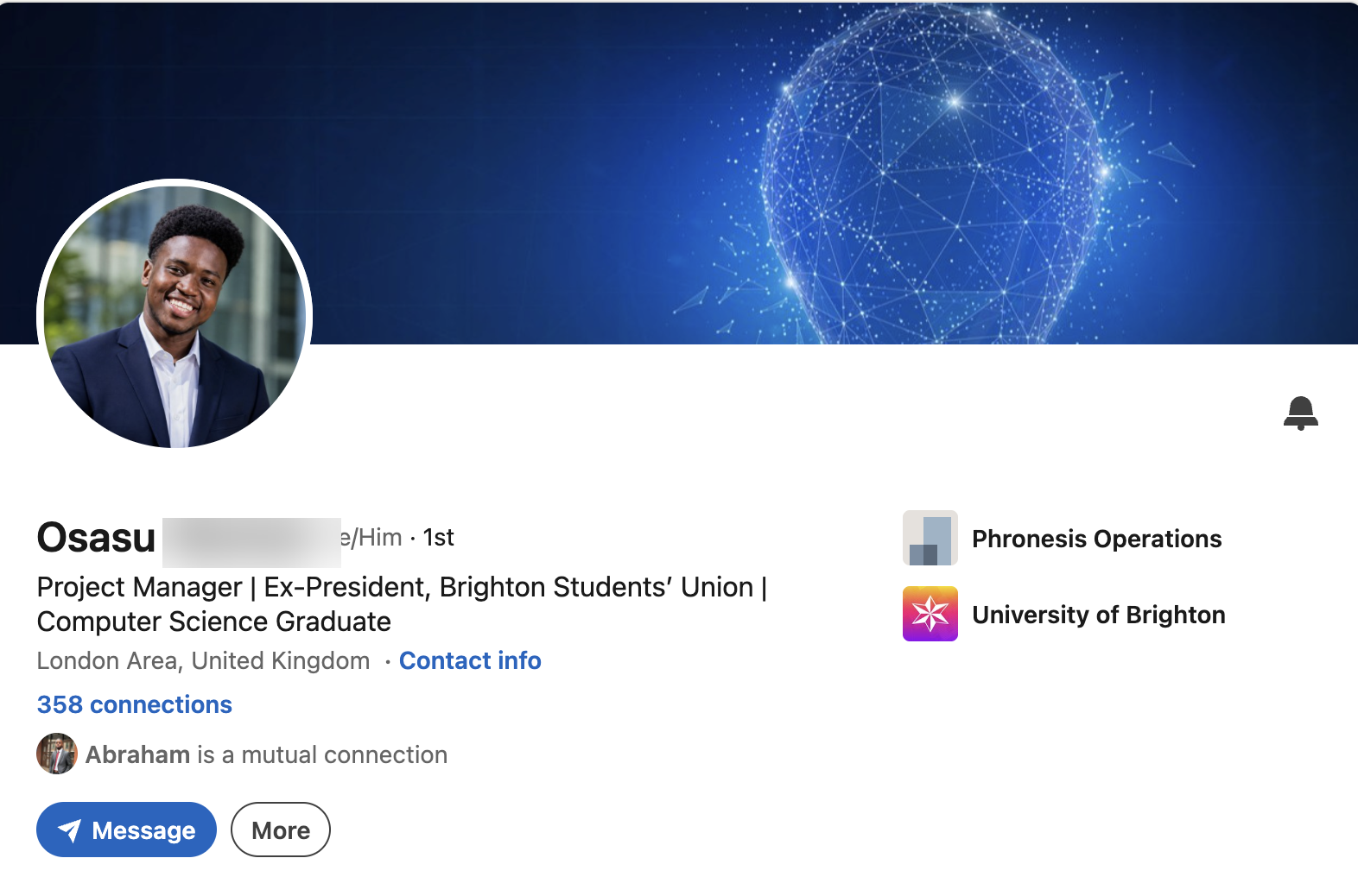 Client LinkedIn profile after the edit