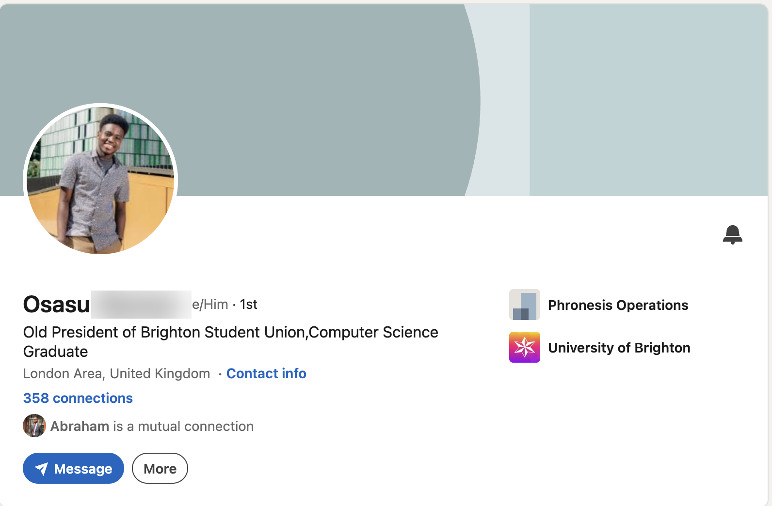 Client's LinkedIn profile before the edit
